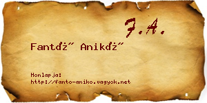 Fantó Anikó névjegykártya
